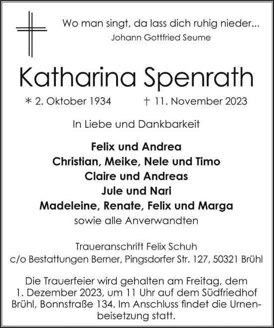 Anzeige von Katharina Spenrath von  Werbepost 