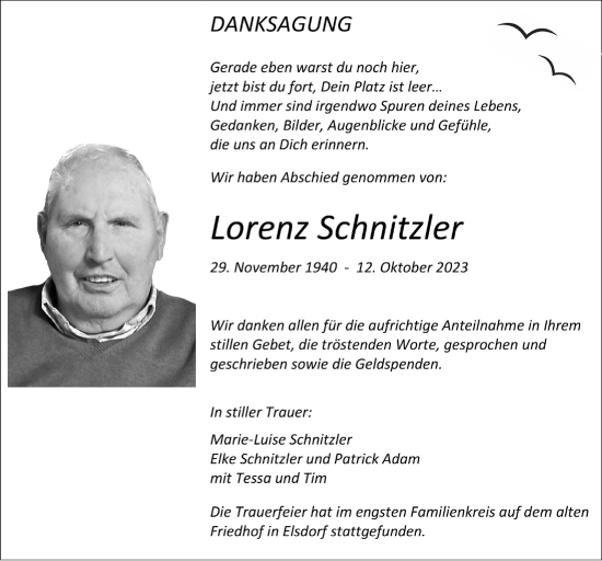 Anzeige von Lorenz Schnitzler von  Werbepost 
