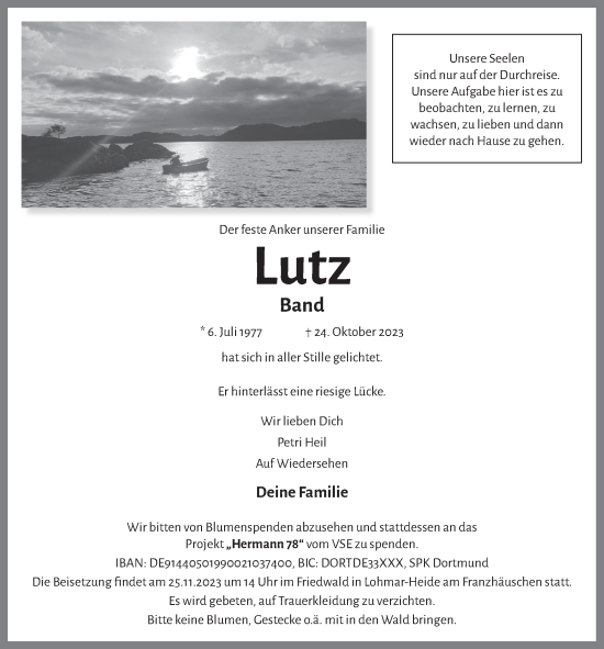 Anzeige von Lutz Band von  Wochenende 