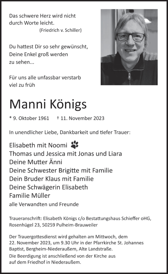 Anzeige von Manni Königs von  Werbepost 