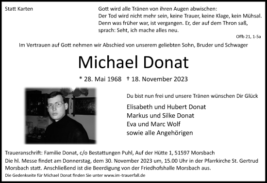 Anzeige von Michael Donat von Kölner Stadt-Anzeiger / Kölnische Rundschau / Express