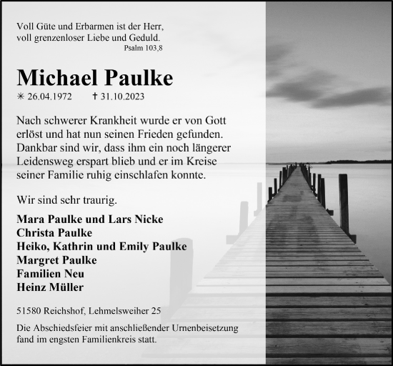 Anzeige von Michael Paulke von  Anzeigen Echo 