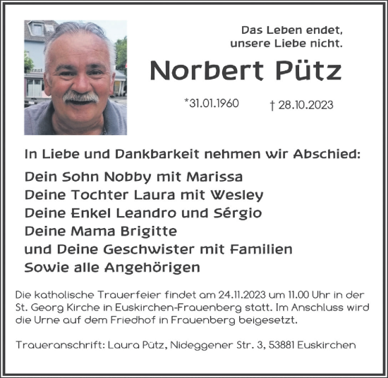 Anzeige von Norbert Pütz von  Blickpunkt Euskirchen 
