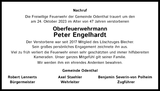 Anzeige von Peter Engelhardt von Kölner Stadt-Anzeiger / Kölnische Rundschau / Express