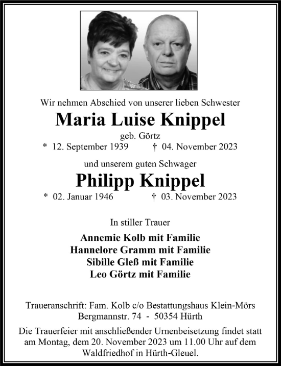 Anzeige von Philipp Knippel von  Wochenende 