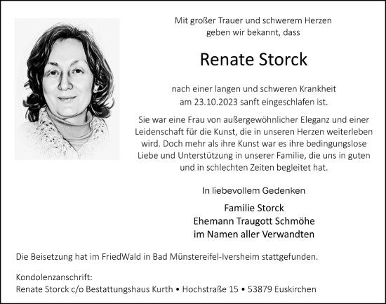 Anzeige von Renate Storck von  Werbepost 