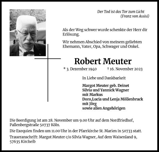 Anzeige von Robert Meuter von Kölner Stadt-Anzeiger / Kölnische Rundschau / Express