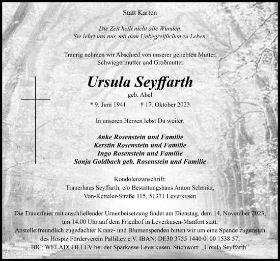 Anzeige von Ursula Seyffarth von  Lokale Informationen 
