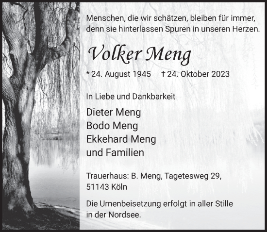 Anzeige von Volker Meng von  EXPRESS - Die Woche 