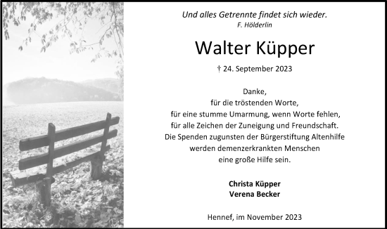 Anzeige von Walter Küpper von Kölner Stadt-Anzeiger / Kölnische Rundschau / Express