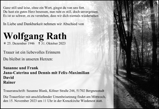 Anzeige von Wolfgang Rath von Kölner Stadt-Anzeiger / Kölnische Rundschau / Express