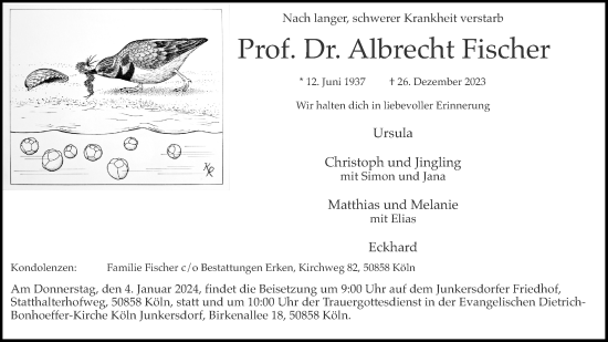 Anzeige von Albrecht Fischer von Kölner Stadt-Anzeiger / Kölnische Rundschau / Express