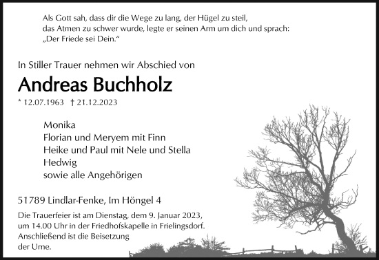 Anzeige von Andreas Buchholz von Kölner Stadt-Anzeiger / Kölnische Rundschau / Express