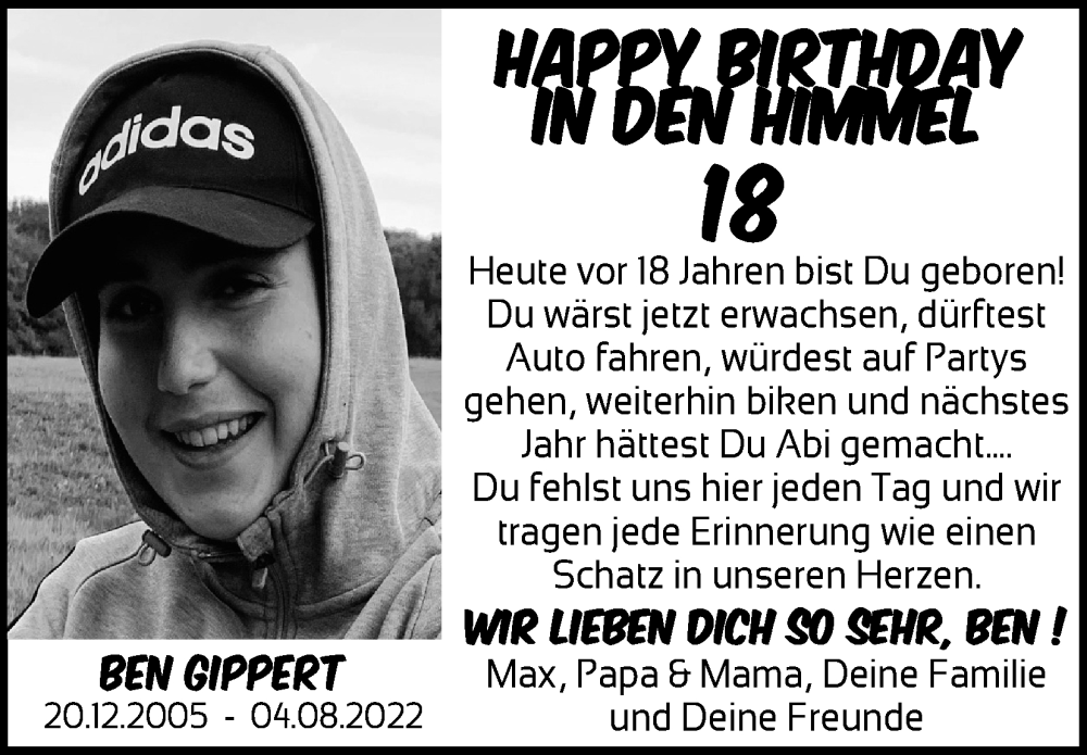  Traueranzeige für Ben Gippert vom 20.12.2023 aus Kölner Stadt-Anzeiger / Kölnische Rundschau / Express