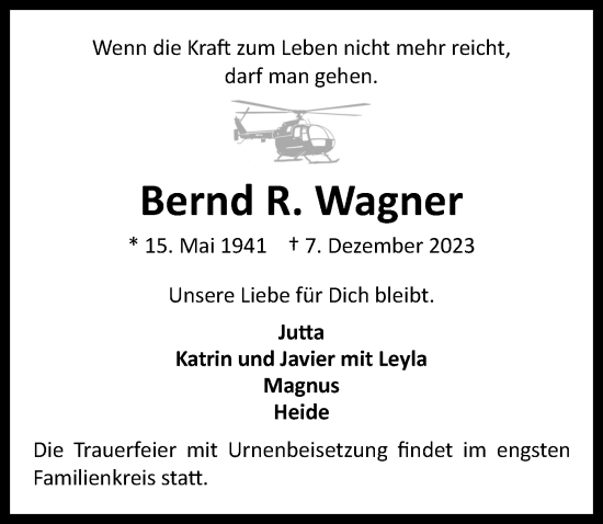 Anzeige von Bernd R. Wagner von  EXPRESS - Die Woche 
