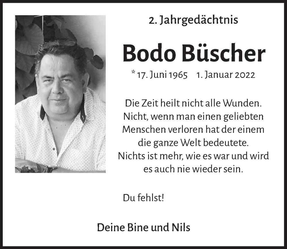  Traueranzeige für Bodo Büscher vom 18.07.2023 aus  Werbepost 