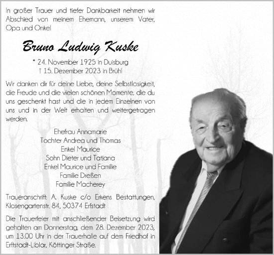 Anzeige von Bruno Ludwig Kuske von  Werbepost 