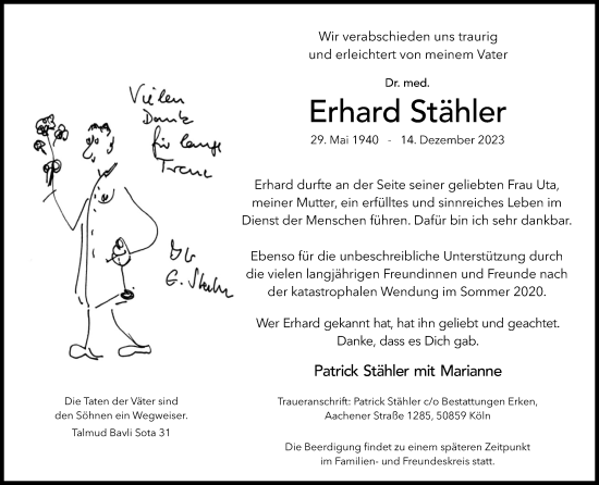 Anzeige von Dr. med. Erhard Stähler von Kölner Stadt-Anzeiger / Kölnische Rundschau / Express