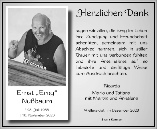 Anzeige von Ernst Nußbaum von  Blickpunkt Euskirchen 