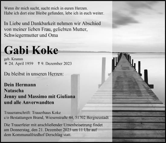 Anzeige von Gabi Koke von  Anzeigen Echo 