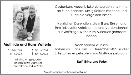 Anzeige von Hans Vetterle von  Schlossbote/Werbekurier 