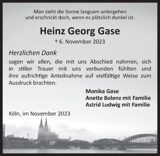 Anzeige von Heinz Georg Gase von  EXPRESS - Die Woche 