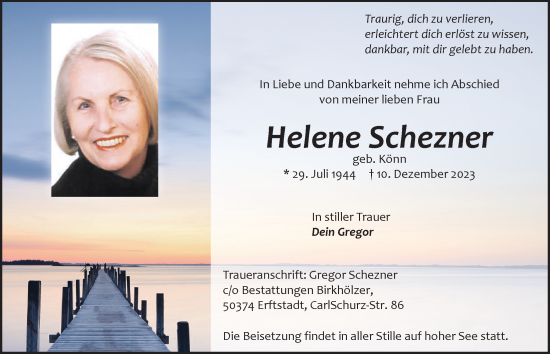 Anzeige von Helene Schezner von  Werbepost 