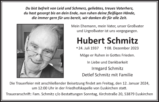 Anzeige von Hubert Schmitz von  Blickpunkt Euskirchen 