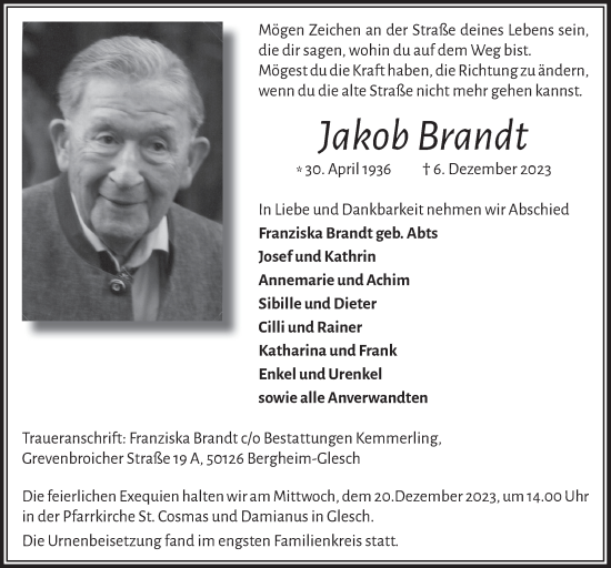 Anzeige von Jakob Brandt von  Werbepost 