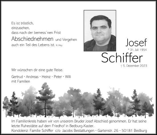 Anzeige von Josef Schiffer von  Werbepost 