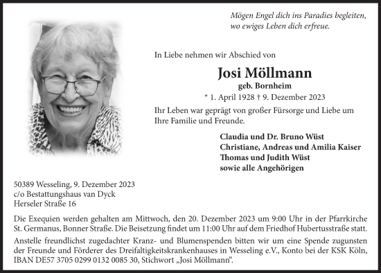 Anzeige von Josi Möllmann von  Schlossbote/Werbekurier 