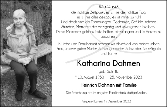 Anzeige von Katharina Dahmen von  Werbepost 