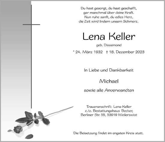 Anzeige von Lena Keller von  Blickpunkt Euskirchen 