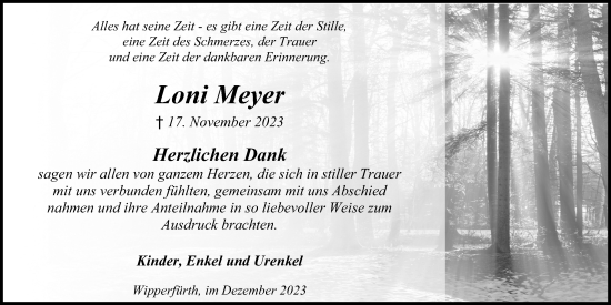 Anzeige von Loni Meyer von Kölner Stadt-Anzeiger / Kölnische Rundschau / Express