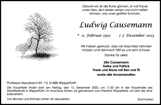 Anzeige von Ludwig Causemann von Kölner Stadt-Anzeiger / Kölnische Rundschau / Express
