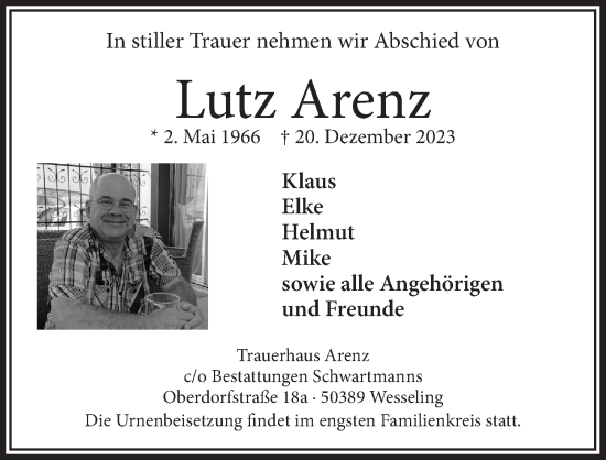 Anzeige von Lutz Arenz von  Schlossbote/Werbekurier 