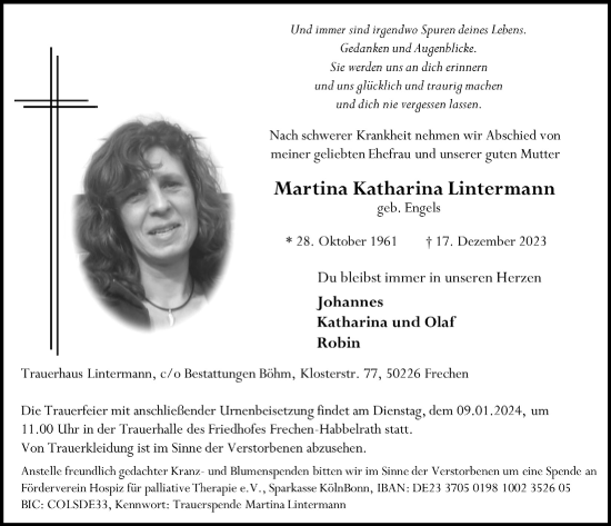Anzeige von Martina Katharina Lintermann von  Wochenende  Werbepost 