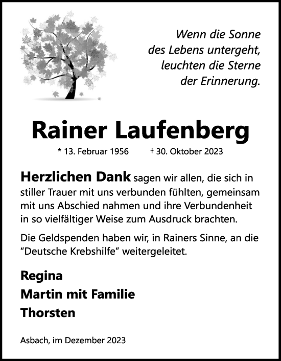 Anzeige von Rainer Laufenberg von Kölner Stadt-Anzeiger / Kölnische Rundschau / Express