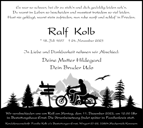 Anzeige von Ralf Kolb von  Blickpunkt Euskirchen 