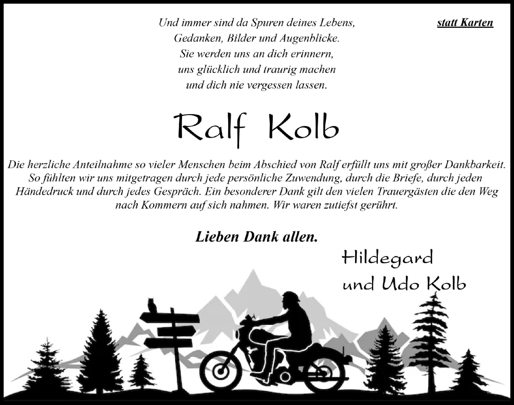  Traueranzeige für Ralf Kolb vom 30.12.2023 aus  Blickpunkt Euskirchen 