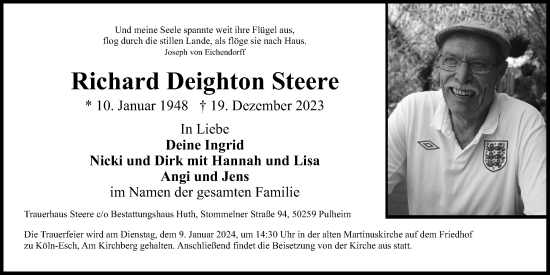 Anzeige von Richard Deighton Steere von Kölner Stadt-Anzeiger / Kölnische Rundschau / Express