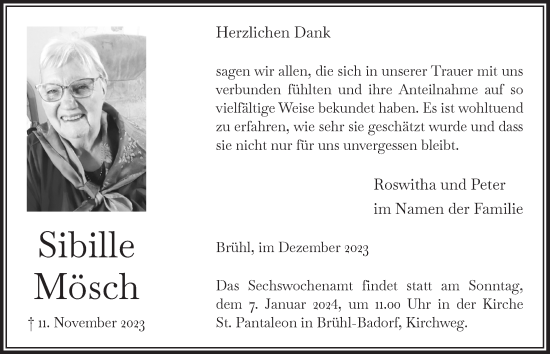 Anzeige von Sibille Mösch von  Schlossbote/Werbekurier 