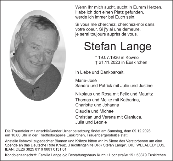 Anzeige von Stefan Lange von  Blickpunkt Euskirchen 