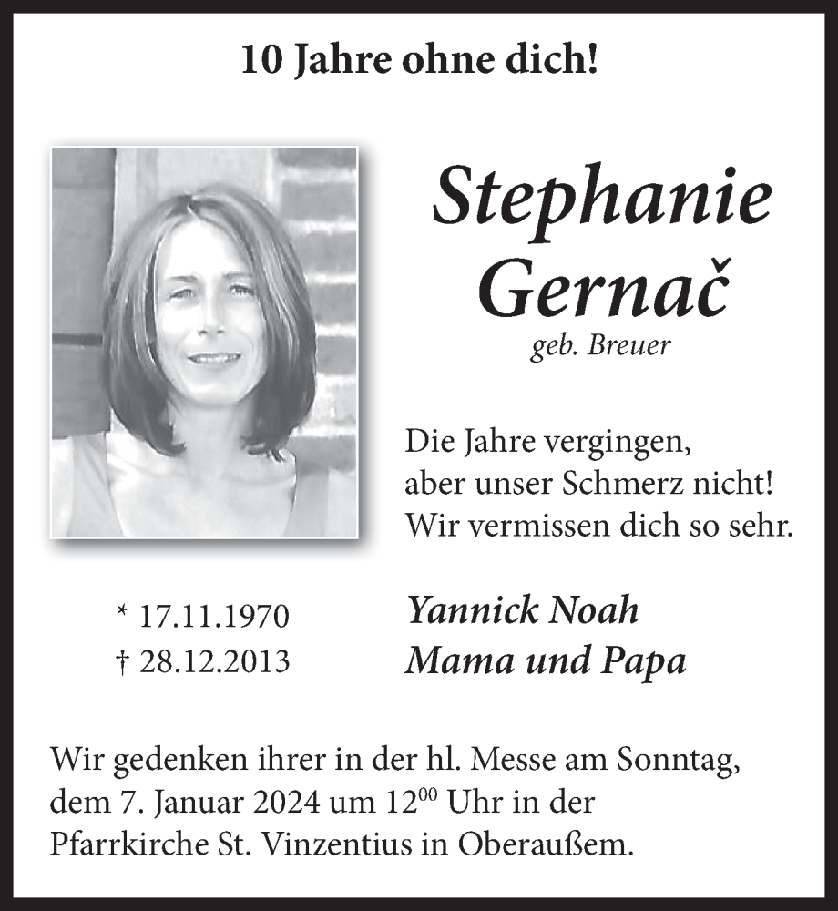  Traueranzeige für Stephanie Gernac vom 18.07.2023 aus  Werbepost 