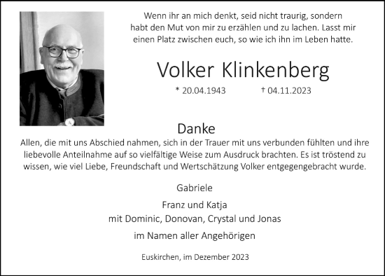 Anzeige von Volker Klinkenberg von  Blickpunkt Euskirchen 
