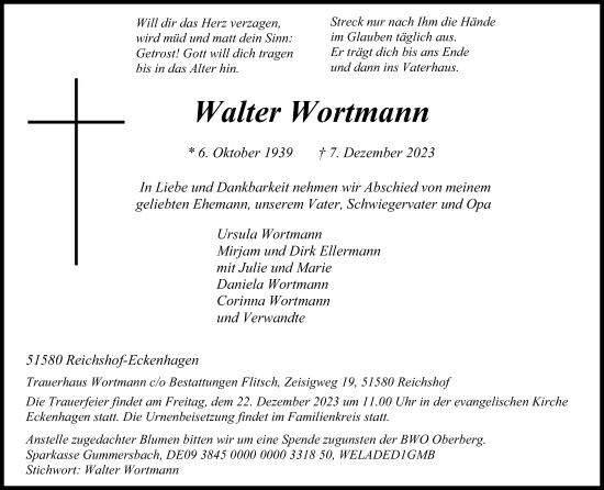Anzeige von Walter Wortmann von Kölner Stadt-Anzeiger / Kölnische Rundschau / Express