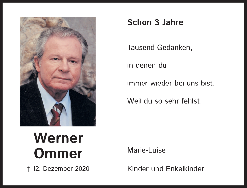  Traueranzeige für Werner Ommer vom 18.07.2023 aus Kölner Stadt-Anzeiger / Kölnische Rundschau / Express