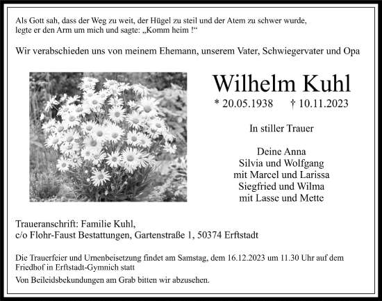 Anzeige von Wilhelm Kuhl von  Schlossbote/Werbekurier  Werbepost 