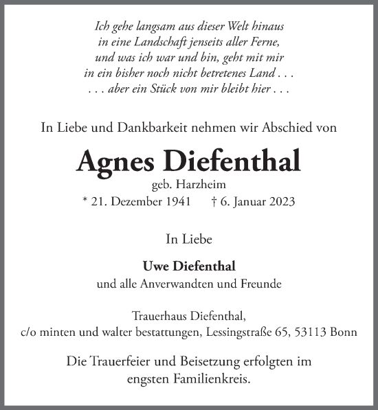 Anzeige von Agnes Diefenthal von  Blickpunkt Euskirchen 