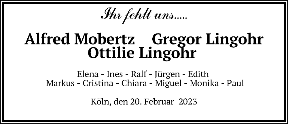  Traueranzeige für Alfred Mobertz vom 20.02.2023 aus Kölner Stadt-Anzeiger / Kölnische Rundschau / Express